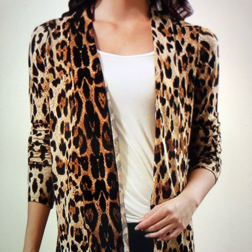 Leopard Print Open Front Cardigan